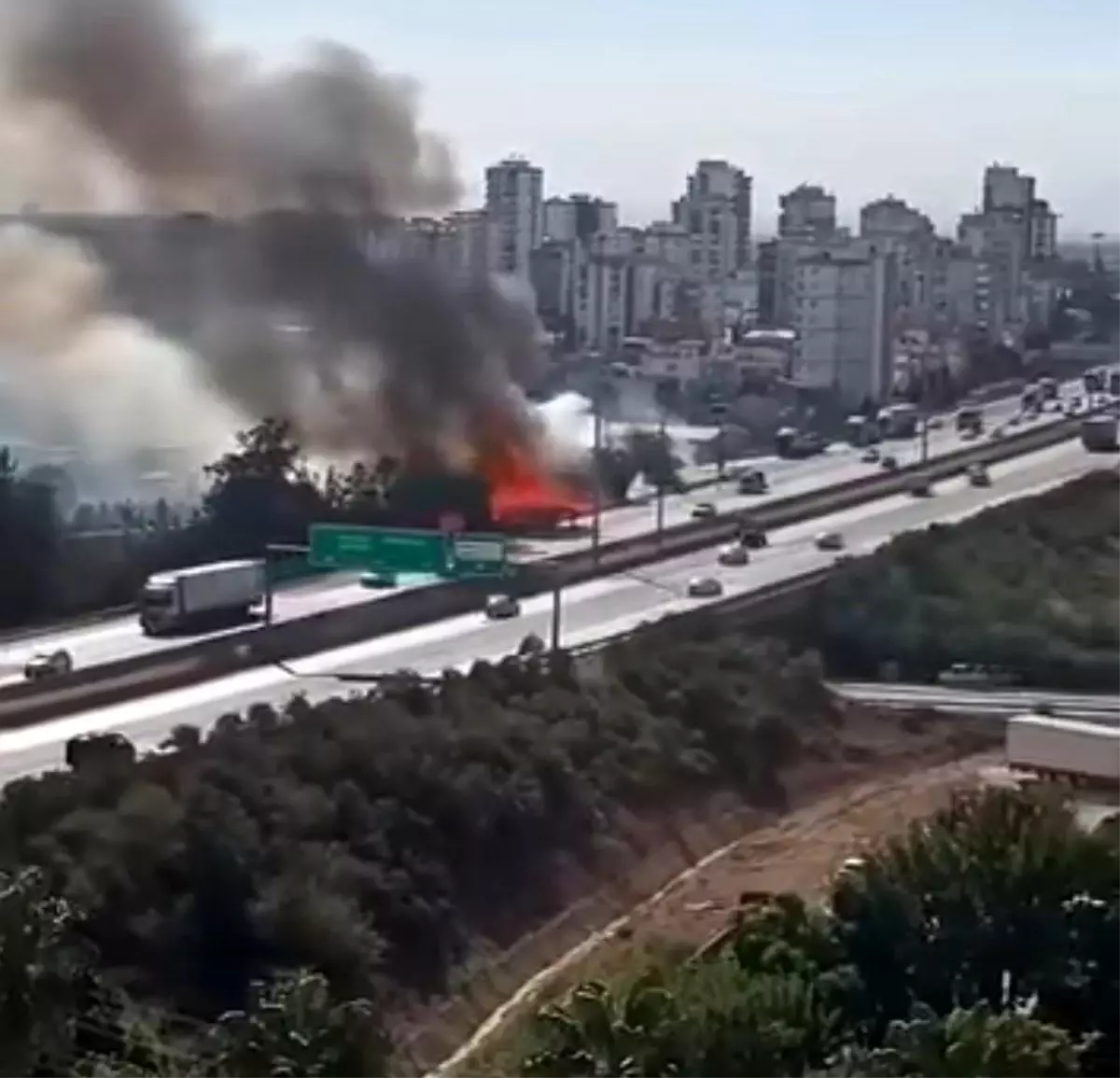 Adana\'da Otoyol Kenarında Yangın