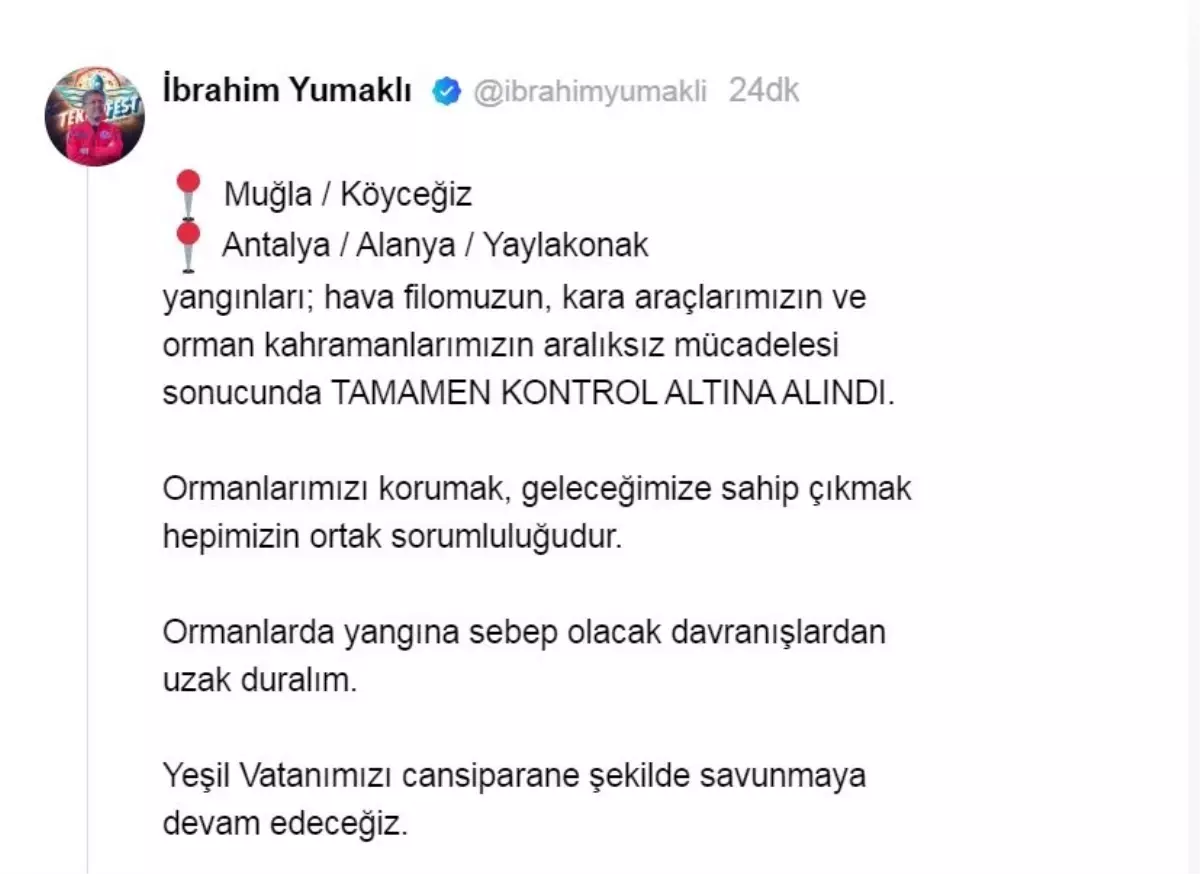 Köyceğiz ve Alanya\'daki Yangınlar Kontrol Altına Alındı