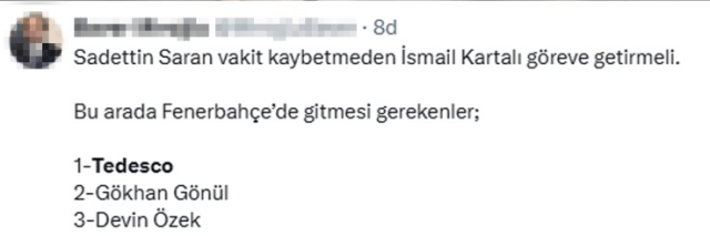 Fenerbahçe'de şimdi de Tedesco'ya istifa tepkisi