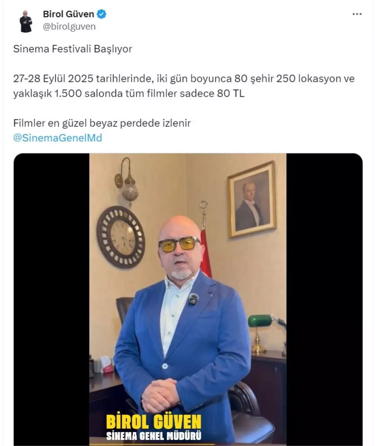 Sinema Festivali 80 TL\'ye!