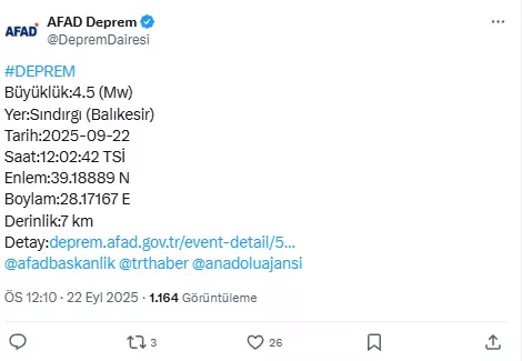 Balıkesir'in Sındırgı ilçesinde korkutan deprem