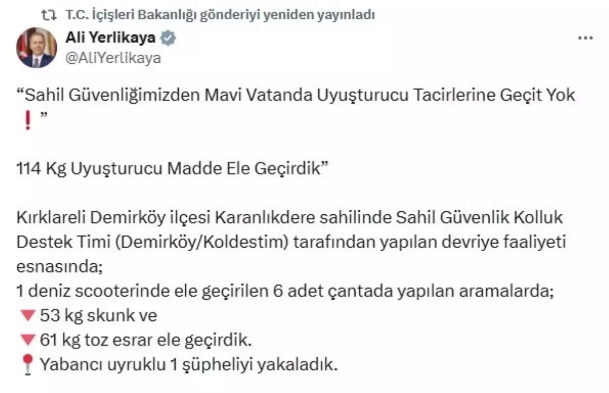 Kırklareli\'nde 114 Kilogram Uyuşturucu Ele Geçirildi