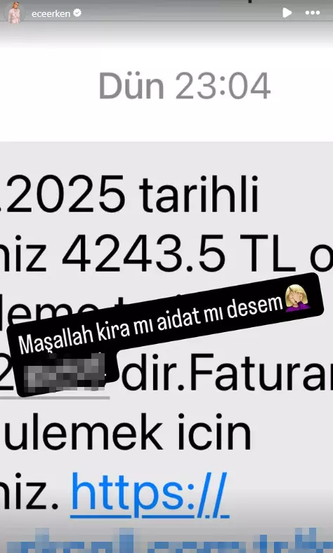 Ece Erken'den telefon faturası tepkisi: Aidat gibi olmuş Ece Erken'den telefon faturası tepkisi: Aidat gibi olmuş