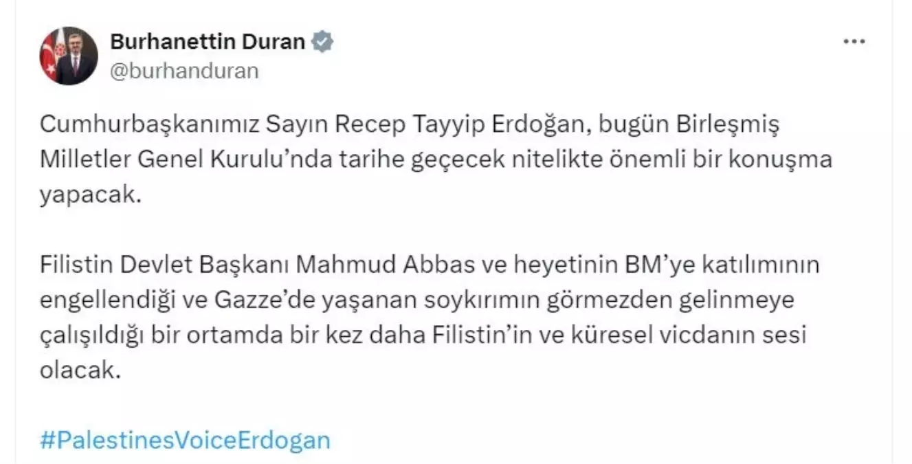 Cumhurbaşkanı Erdoğan BM Genel Kurulu\'nda tarihe geçecek bir konuşma yapacak