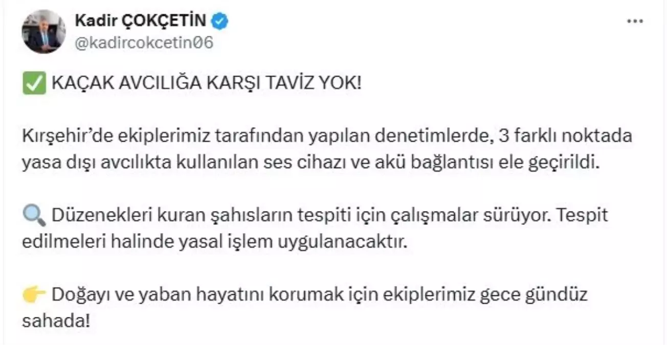 Kırşehir\'de Yasa Dışı Avcılığa Operasyon