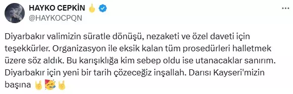 Kayseri Valiliği'nden Hayko Cepkin Konseri Açıklaması