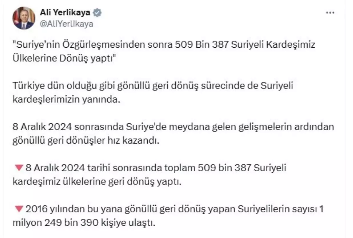 Suriyelilerin Geri Dönüşü Hızlandı