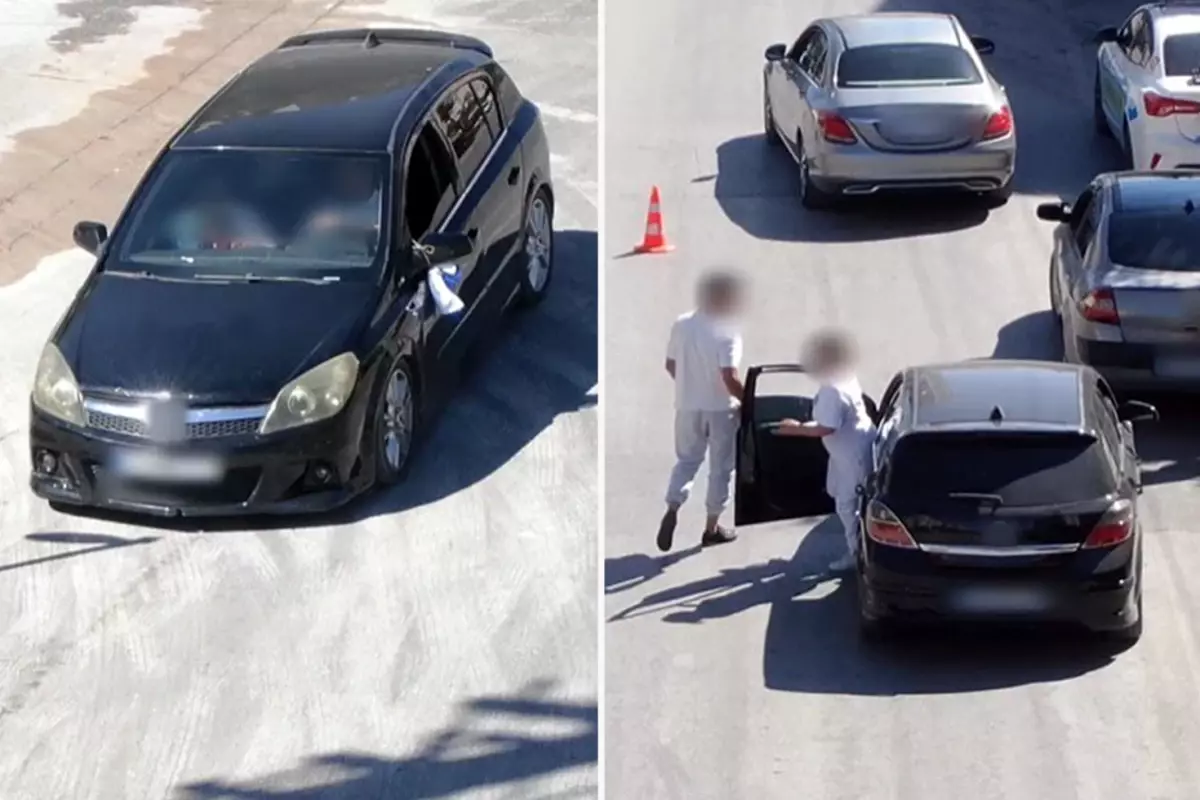 Ehliyetsiz sürücü eşiyle yer değiştirdi, drondan kaçamadı