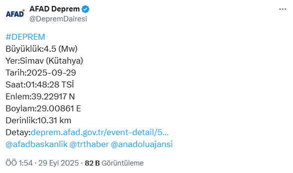 Kütahya'da gece yarısı bir korkutan deprem daha