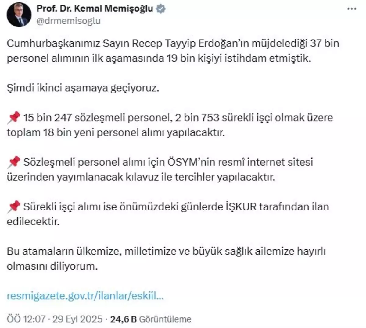 Sağlık Bakanlığı\'na 18 Bin Yeni Personel Alımı