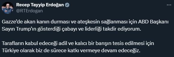 Erdoğan'dan Trump'ın Gazze planına ilk yorum: Sürece katkı vermeye devam edeceğiz