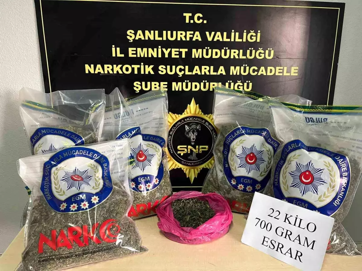 Suruç\'ta Uyuşturucu Operasyonu: 22,7 Kilo Esrar Ele Geçirildi