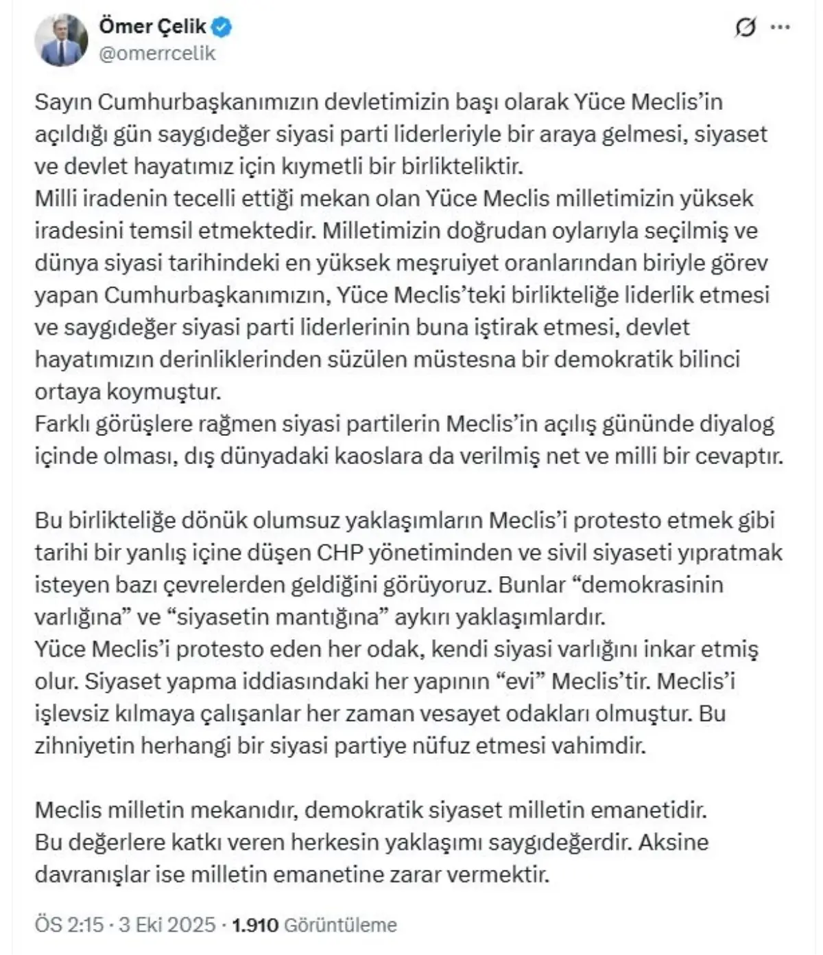 Çelik\'ten Meclis Açılışı Açıklamaları