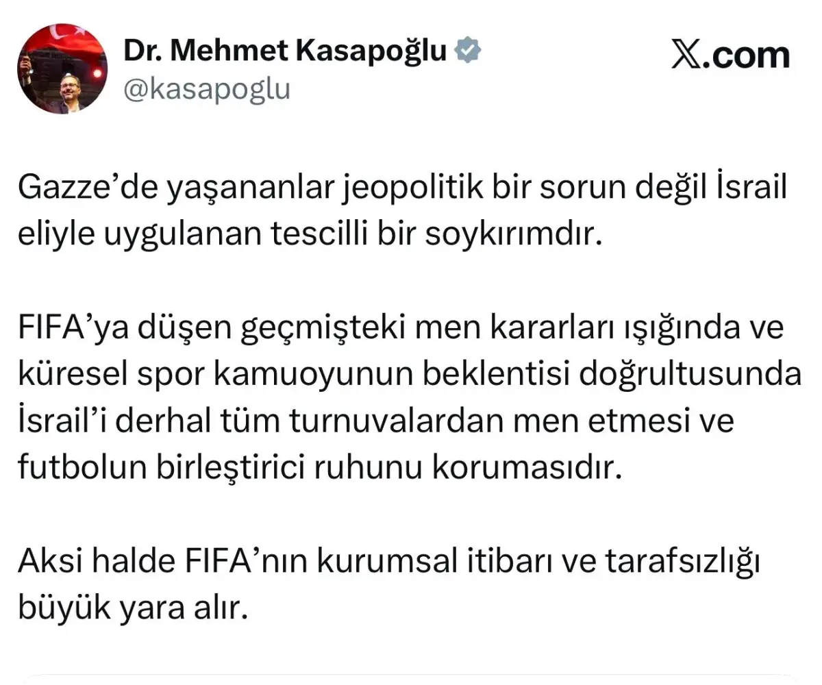 Kasapoğlu\'ndan FIFA\'ya Sert Tepki