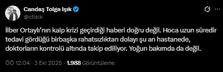Tarihçi İlber Ortaylı kalp krizi geçirdiği iddia edildi