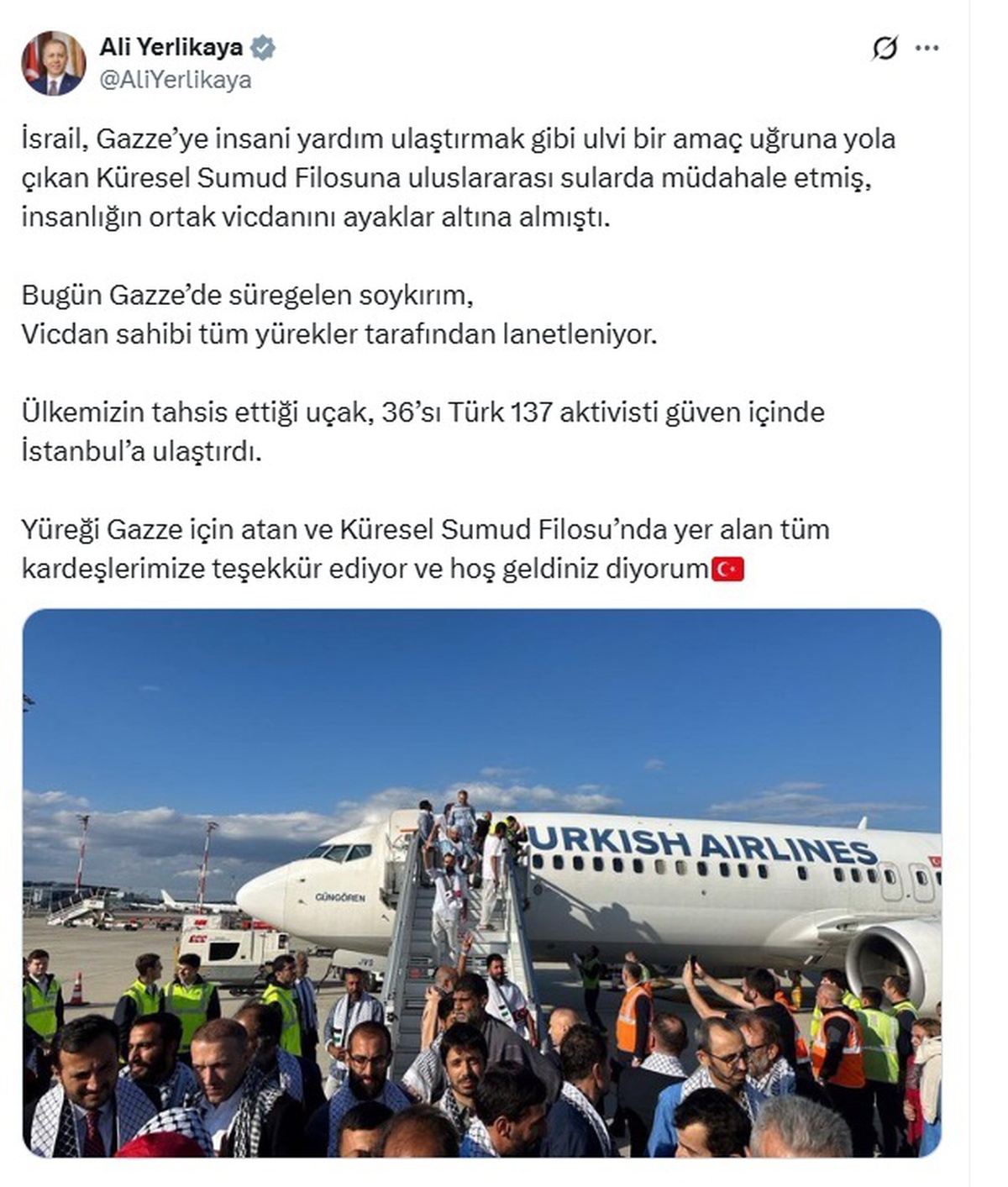 Bakan Yerlikaya\'dan Gazze Mesajı