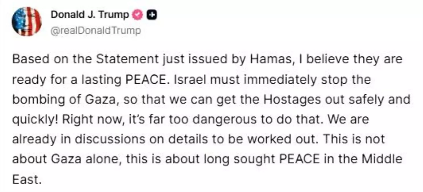 Trump\'tan Hamas\'a Barış Çağrısı