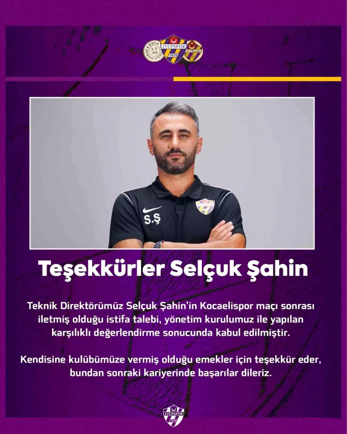 Eyüpspor, Selçuk Şahin ile yolları ayırdı