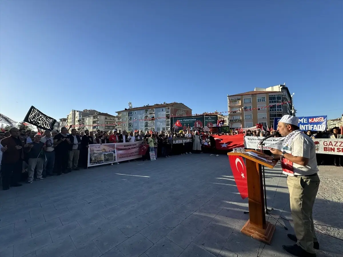 Karaman\'da Filistin İçin Destek Yürüyüşü