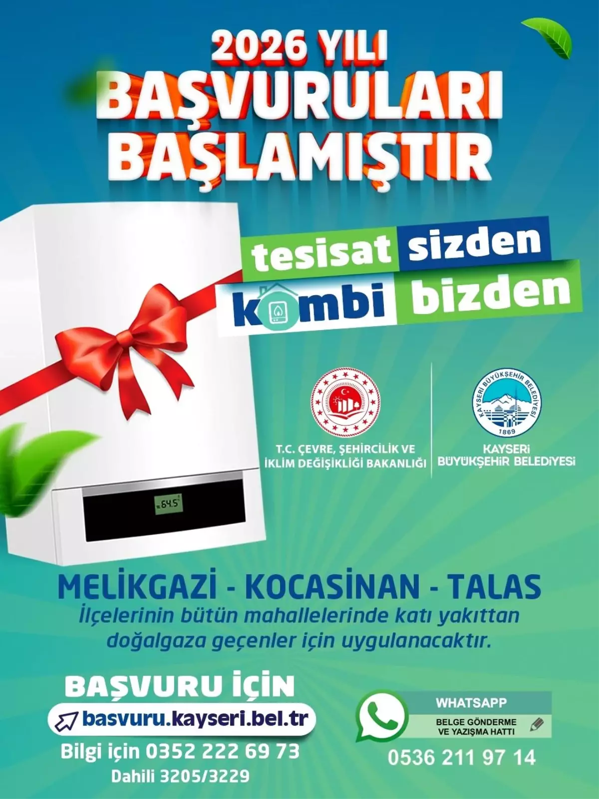 Kayseri Büyükşehir Belediyesi\'nden Doğalgaz Desteği