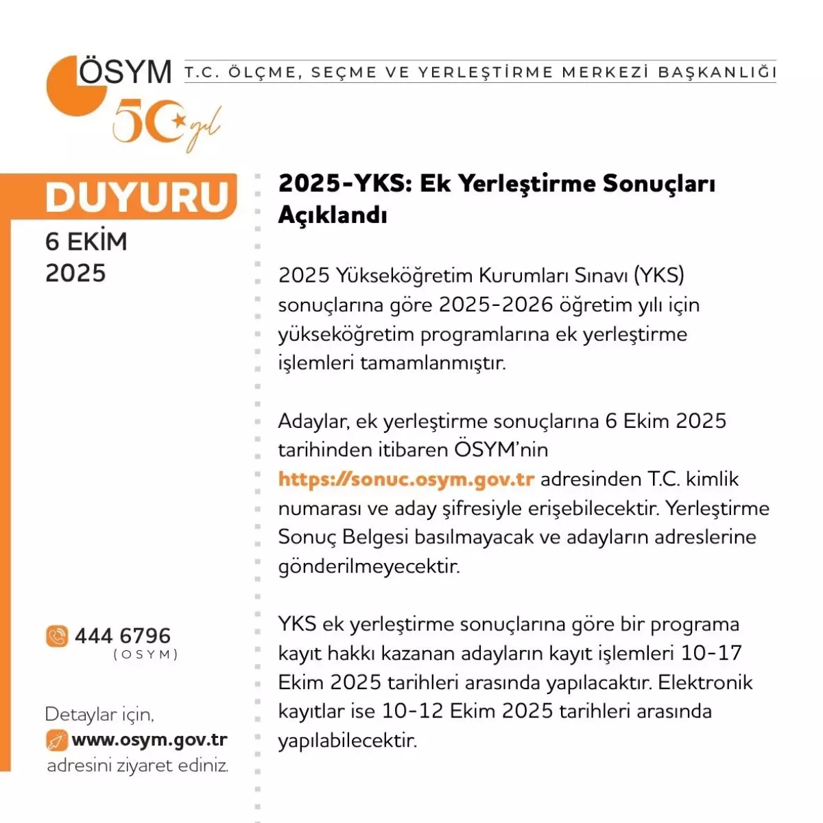 YKS Ek Yerleştirme Sonuçları Açıklandı