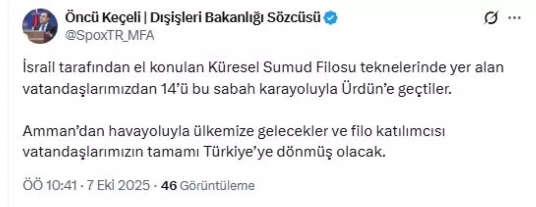 İsrail\'in Sumud Filosu\'nda alıkoyduğu 14 Türk aktivist yurda dönüş yolunda