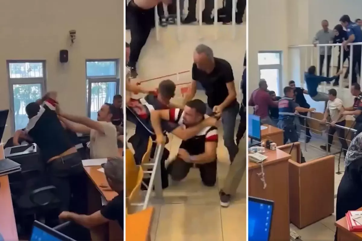 Diyarbakır Adliyesi\'nde duruşma salonu içerisinde kavga
