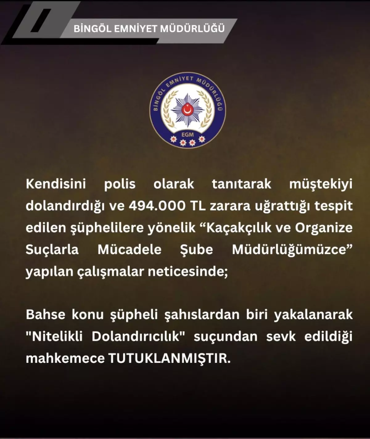 Bingöl\'de Dolandırıcılık Operasyonu