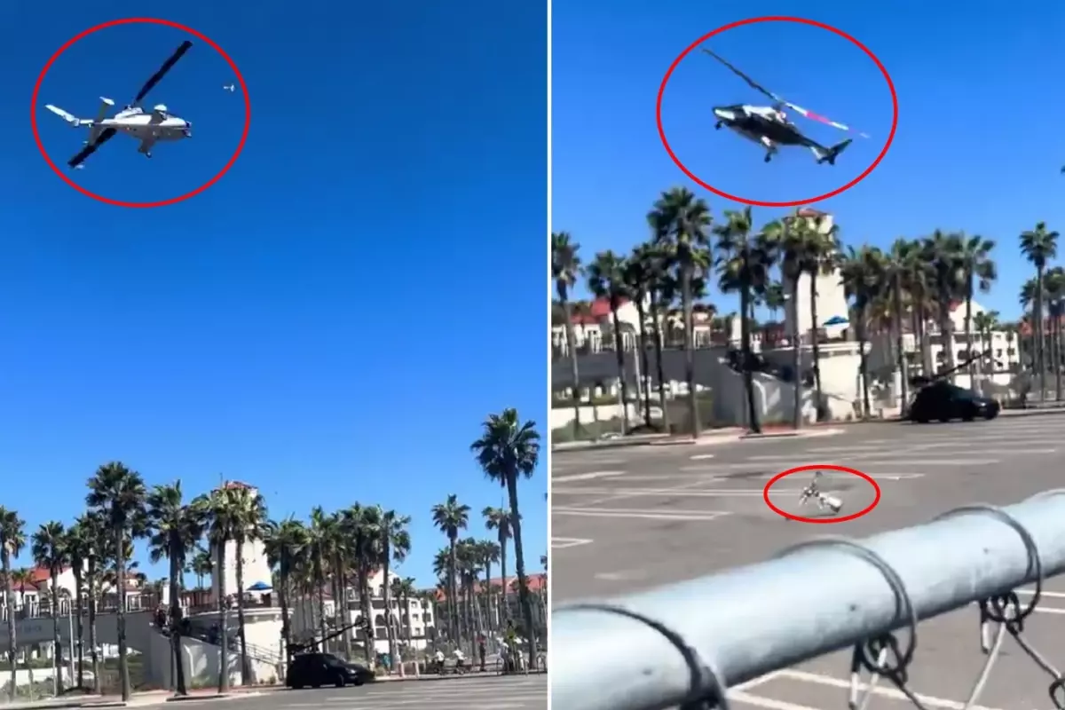 ABD\'de dehşet anları! Helikopter bir anda insanların üzerine düştü