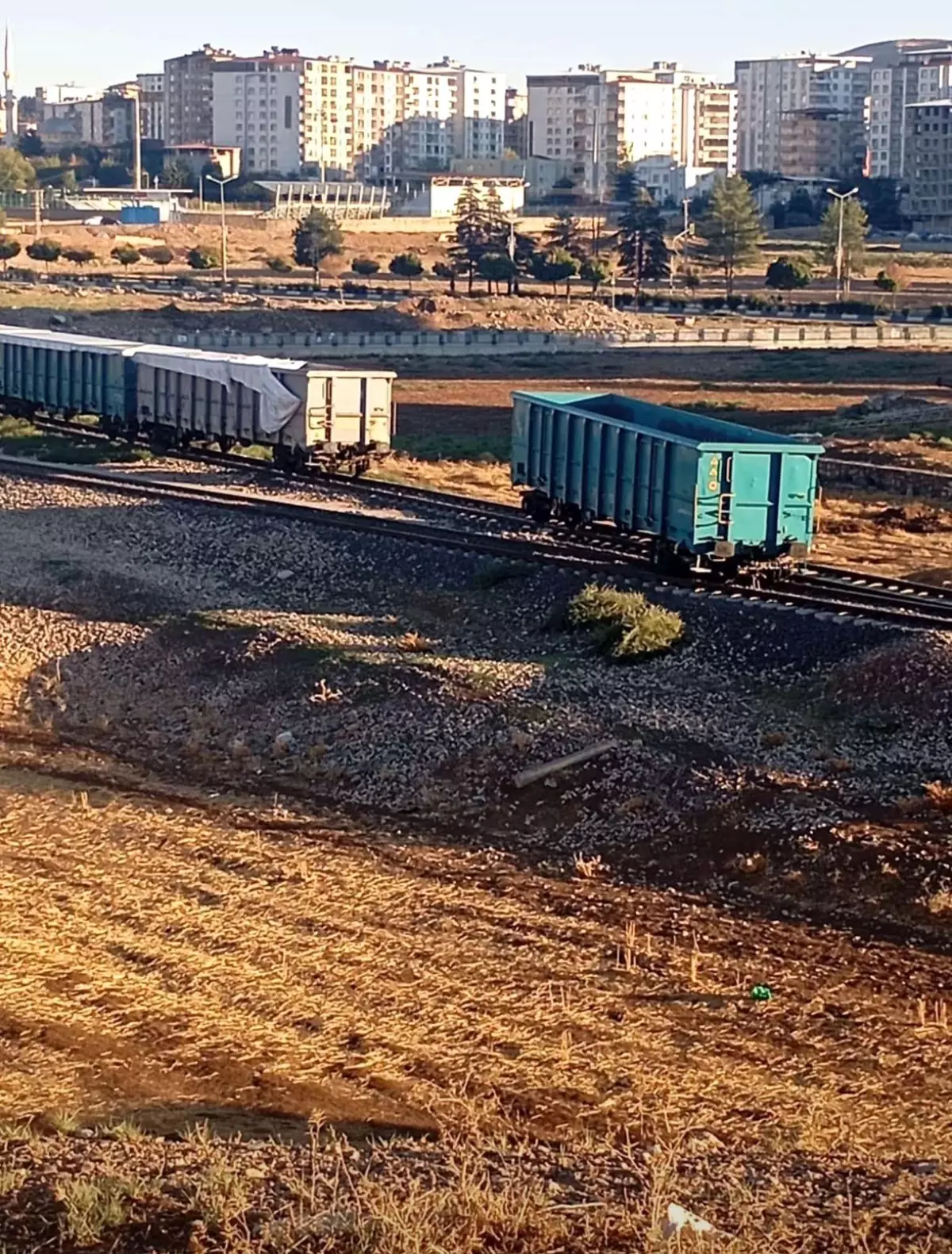 Siirt\'te Yük Treni Raydan Çıktı