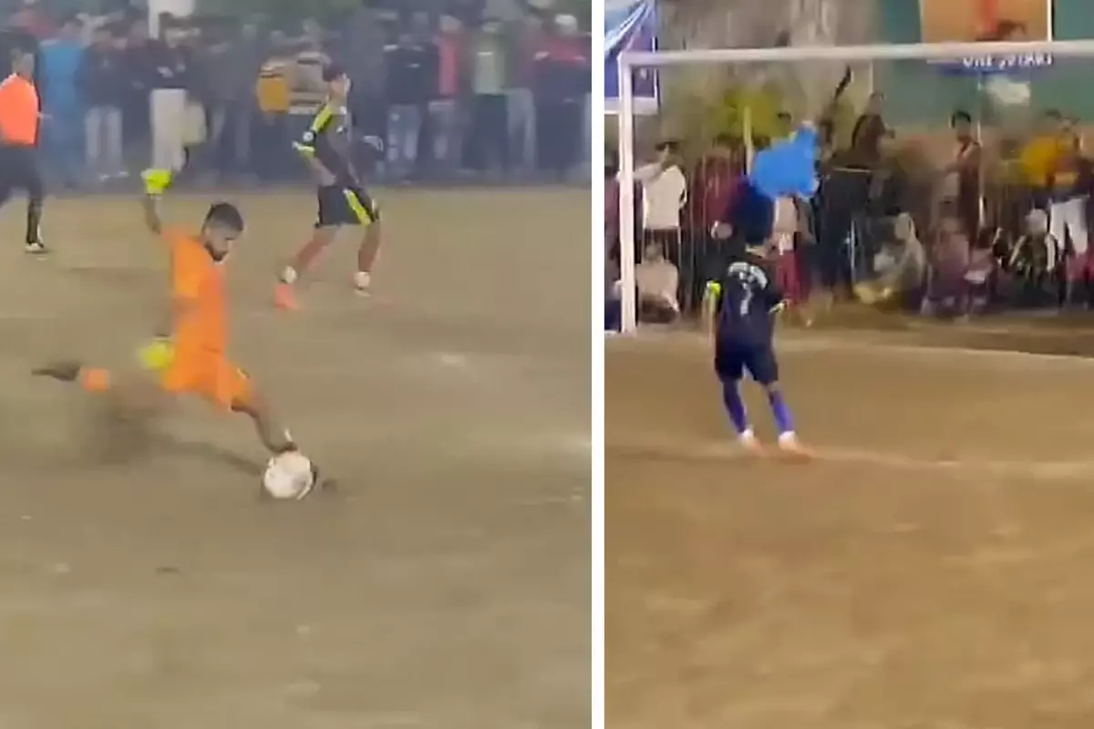 Amatör Maçta Kaleci, Kendine Direk Asisti ile Gol Attı