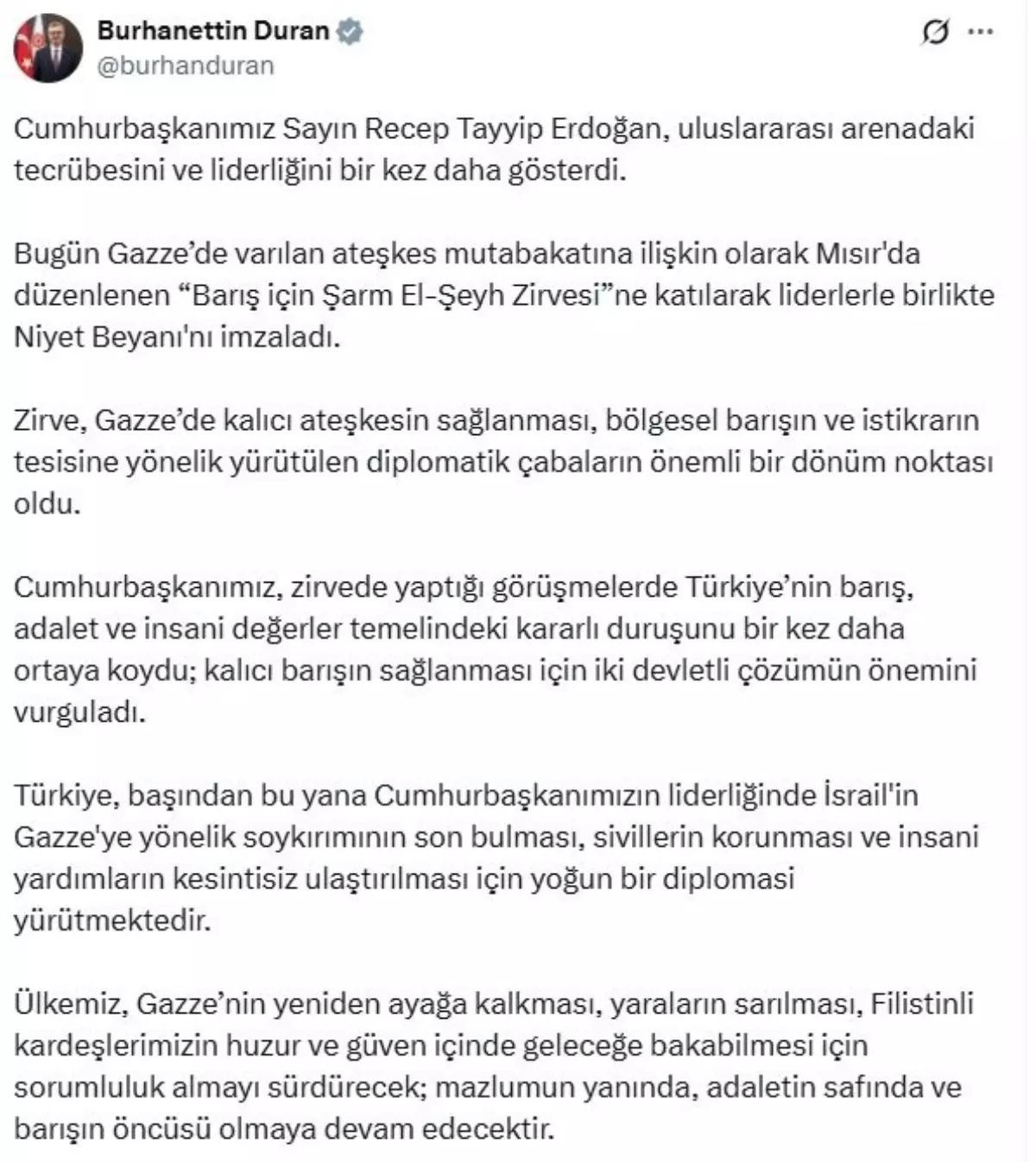 Cumhurbaşkanı Erdoğan, Gazze\'deki Ateşkes Mutabakatına İmza Attı