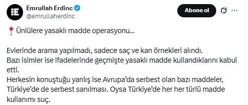 Ünlü isimleri sarsan yasaklı madde operasyonunda yeni detay Ünlü isimleri sarsan yasaklı madde operasyonunda yeni detay