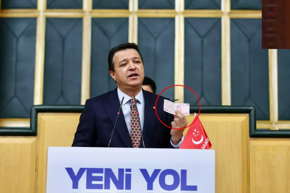 Kürsüye 200 TL\'lik banknotla çıkan Arıkan, alabildiği ürünleri sıraladı