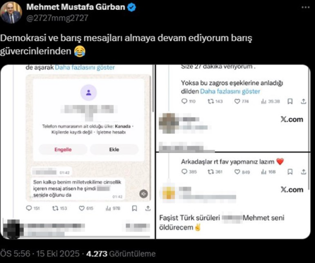Pervin Buldan'ın teşhir ettiği İYİ Partili vekile tehdit ve hakaret mesajları