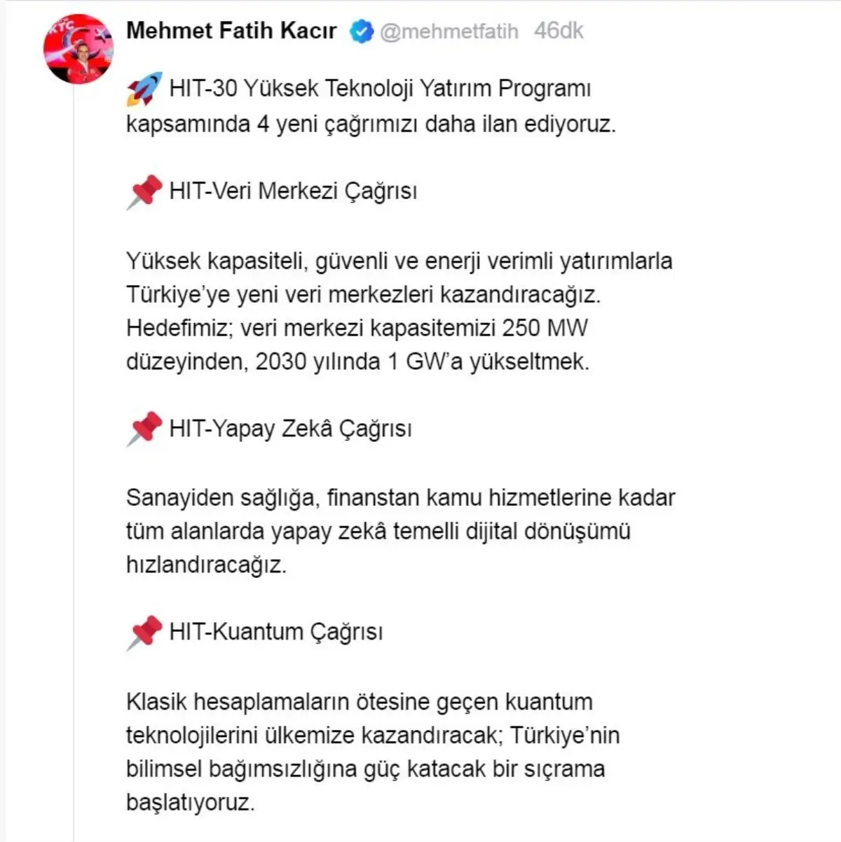 HIT-30 Programı ile 30 Milyar Dolar Yatırım