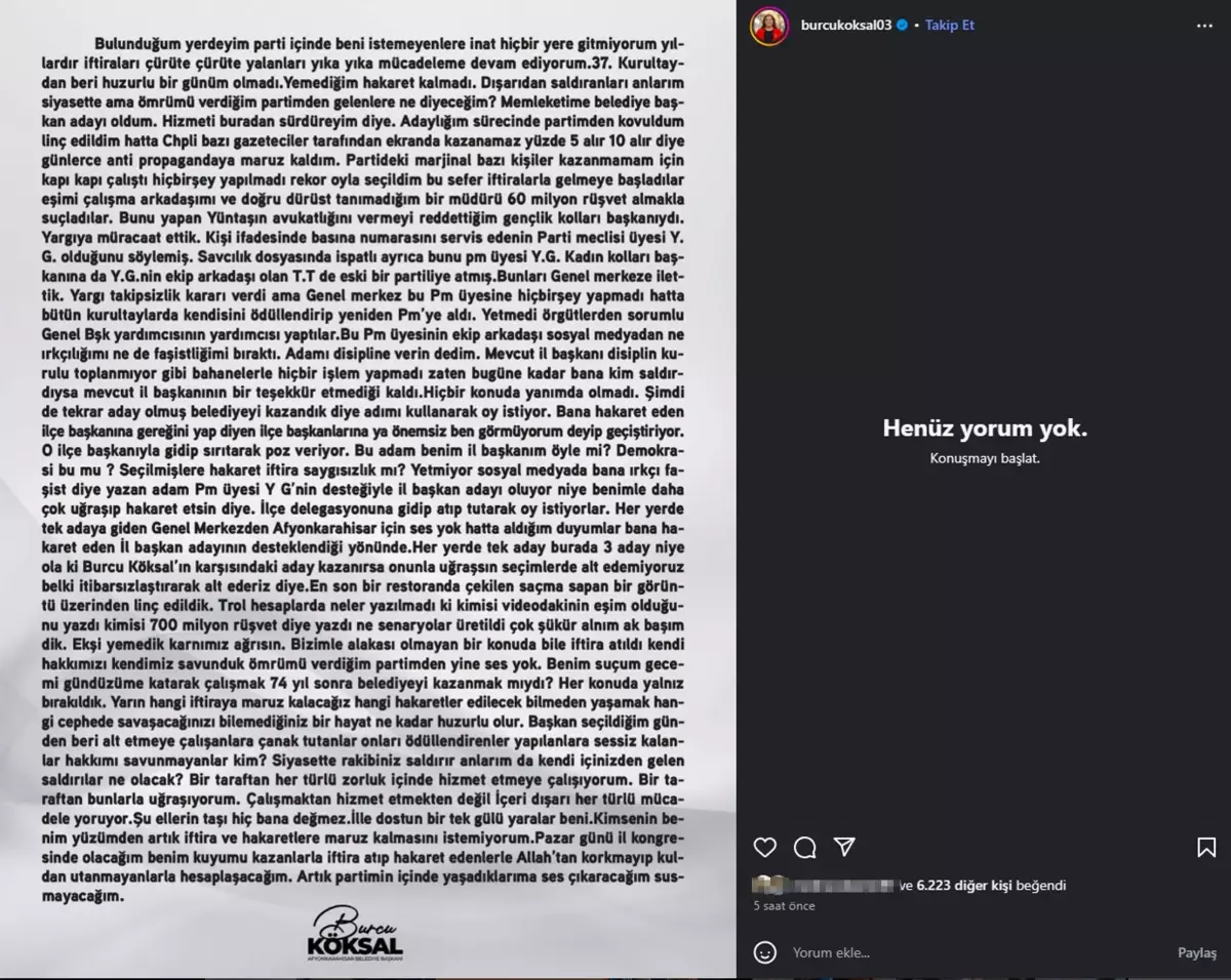 Köksal: İftiralara İnat Partimdeyim