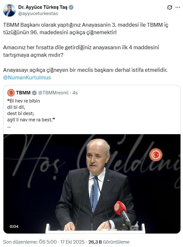 İYİ Partili Türkeş, Kurtulmuş'un Kürtçe konuşmasını hazmedemedi! Yaptığı çağrı skandal