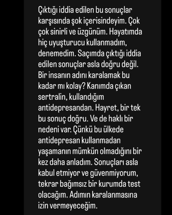 Kanında uyuşturucu madde tespit edilen Deren Talu'dan zehir zemberek açıklama