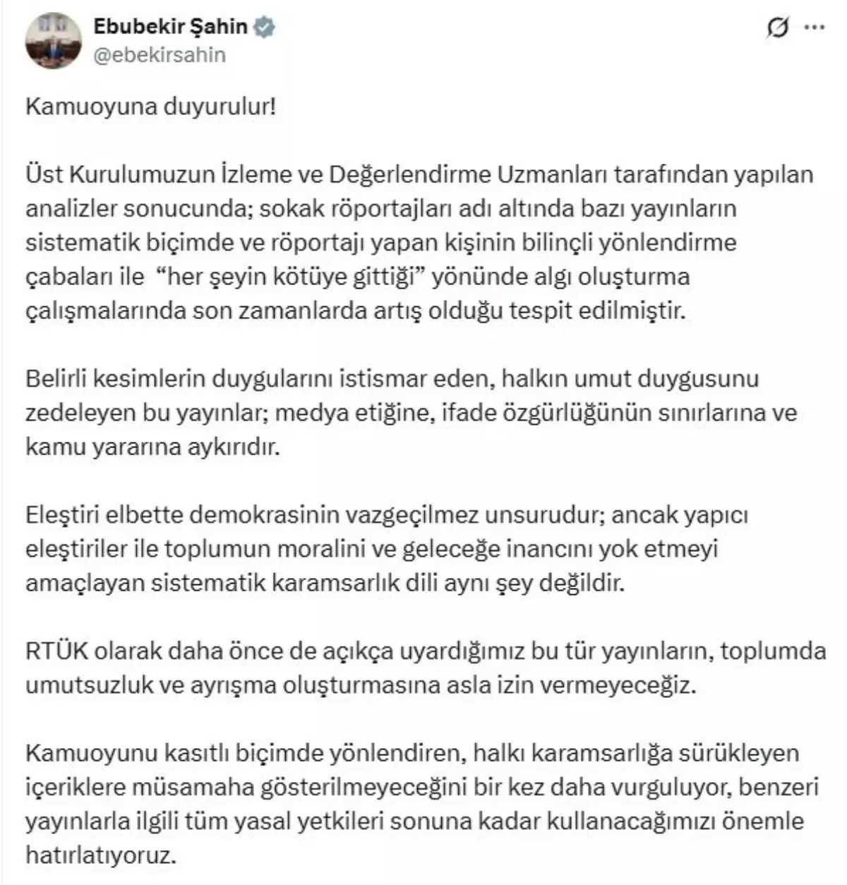RTÜK\'ten Sokak Röportajlarına Uyarı