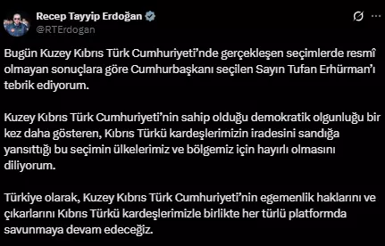 KKTC'de cumhurbaşkanlığı seçimini resmi olmayan sonuçlara göre Tufan Erhürman kazandı