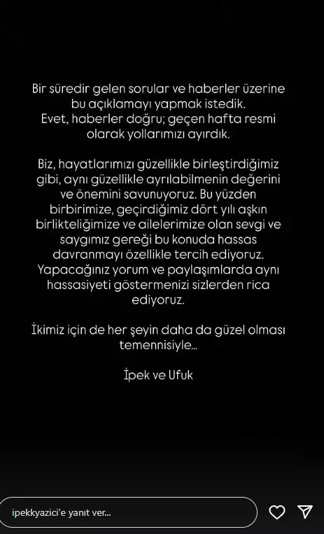 İpek Filiz Yazıcı ve Ufuk Beydemir ilişkisi resmi olarak sona erdi İpek Filiz Yazıcı ve Ufuk Beydemir ilişkisi resmi olarak sona erdi