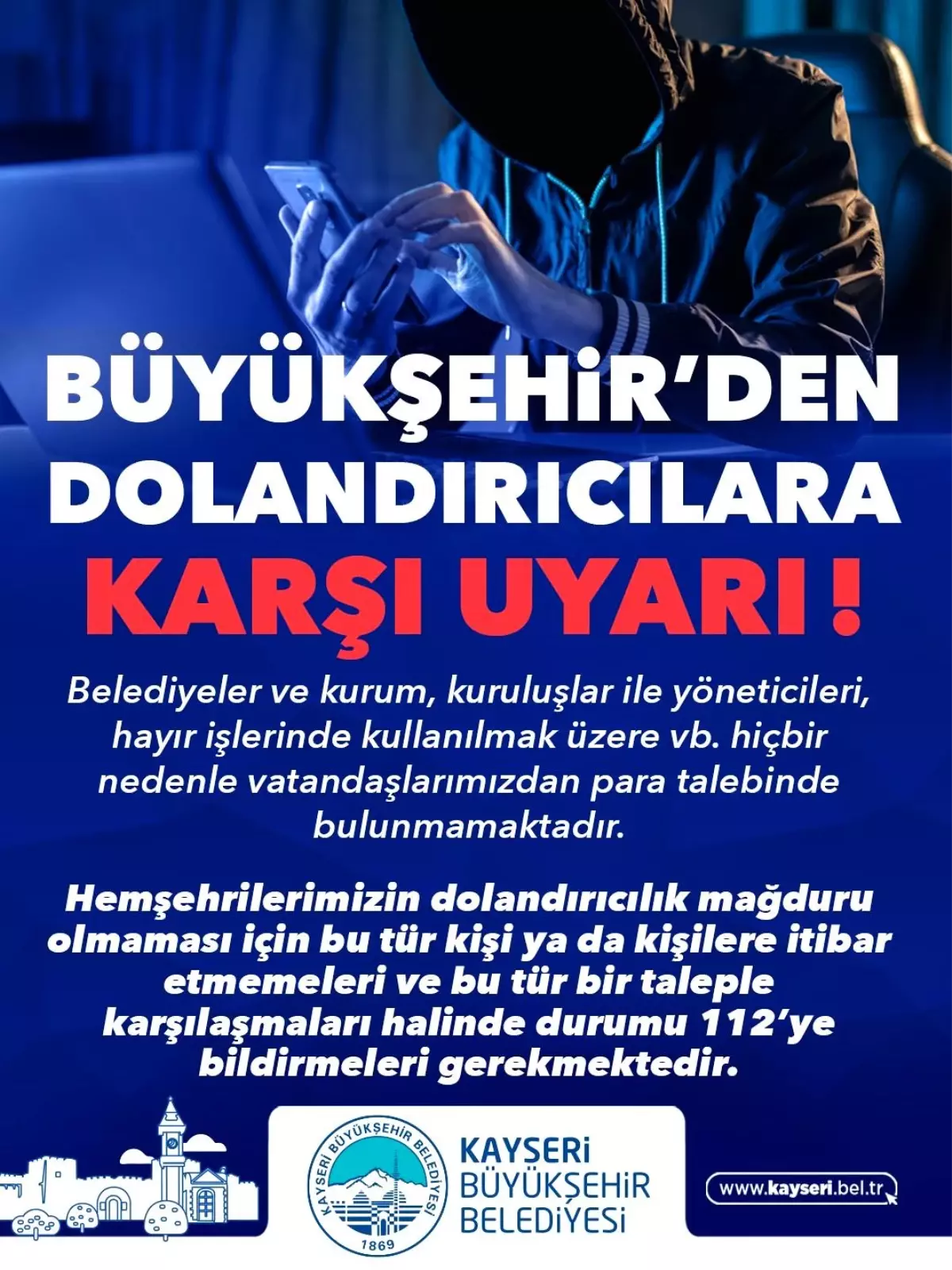 Kayseri Büyükşehir Belediyesi\'nden Dolandırıcılık Uyarısı