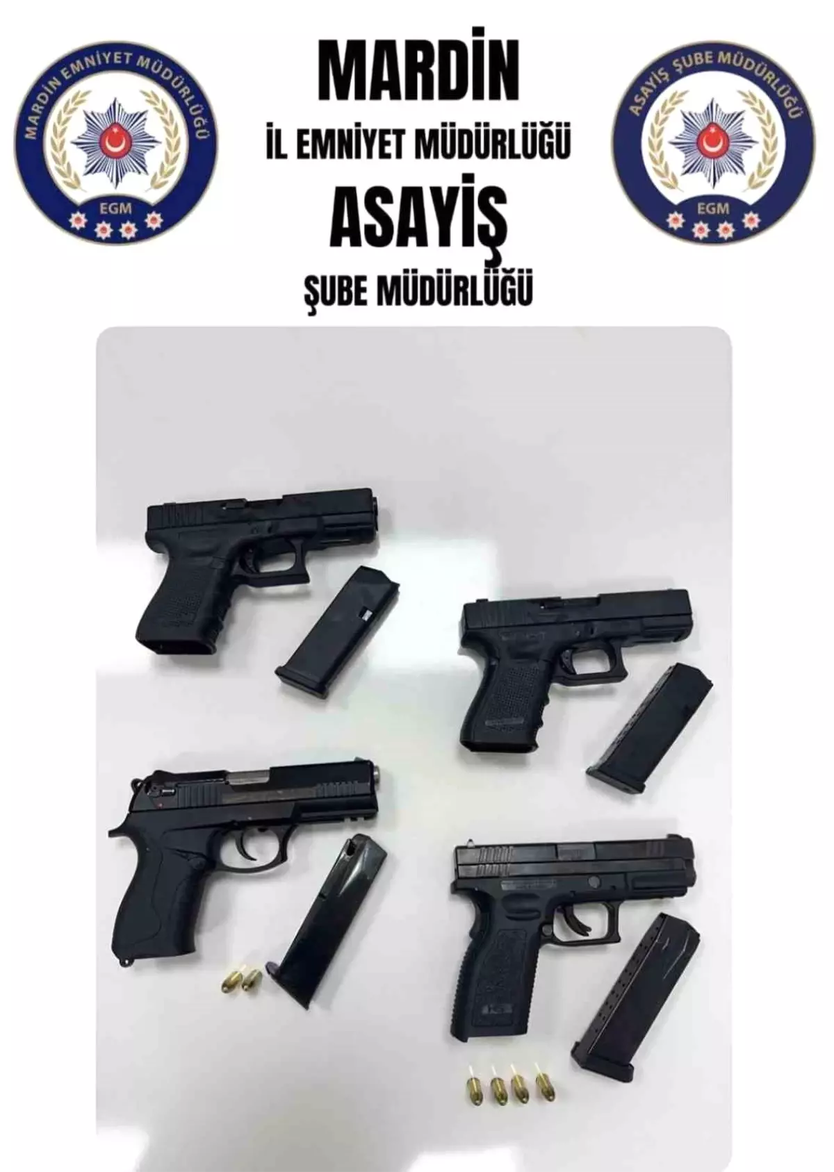 Mardin\'de 4 Ruhsatsız Tabanca Ele Geçirildi
