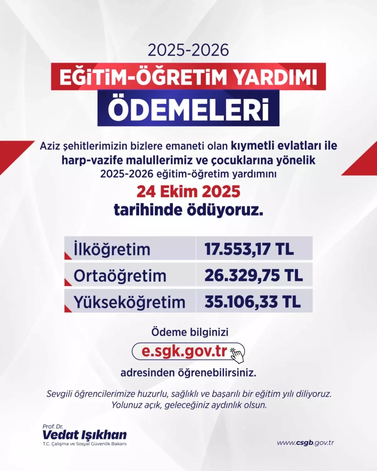 Şehitlerin Çocuklarına Eğitim Yardımı Ödenecek