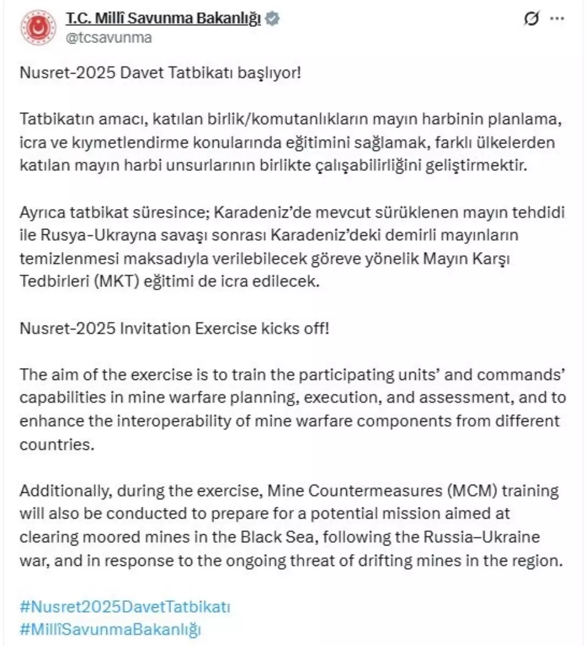 Nusret-2025 Tatbikatı Başladı