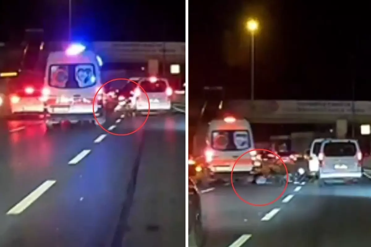 Dehşet anları! Otomobile çarpıp savruldu, üzerinden ambulans geçti