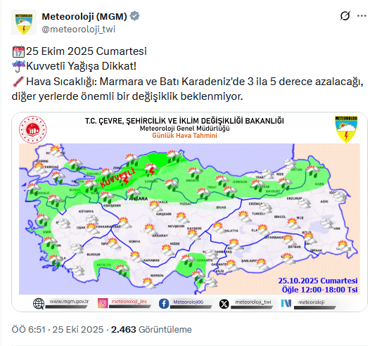 Karla karışık yağmur geliyor! Meteoroloji'den 12 kente sarı kodlu uyarı Karla karışık yağmur geliyor! Meteoroloji'den 12 kente sarı kodlu uyarı