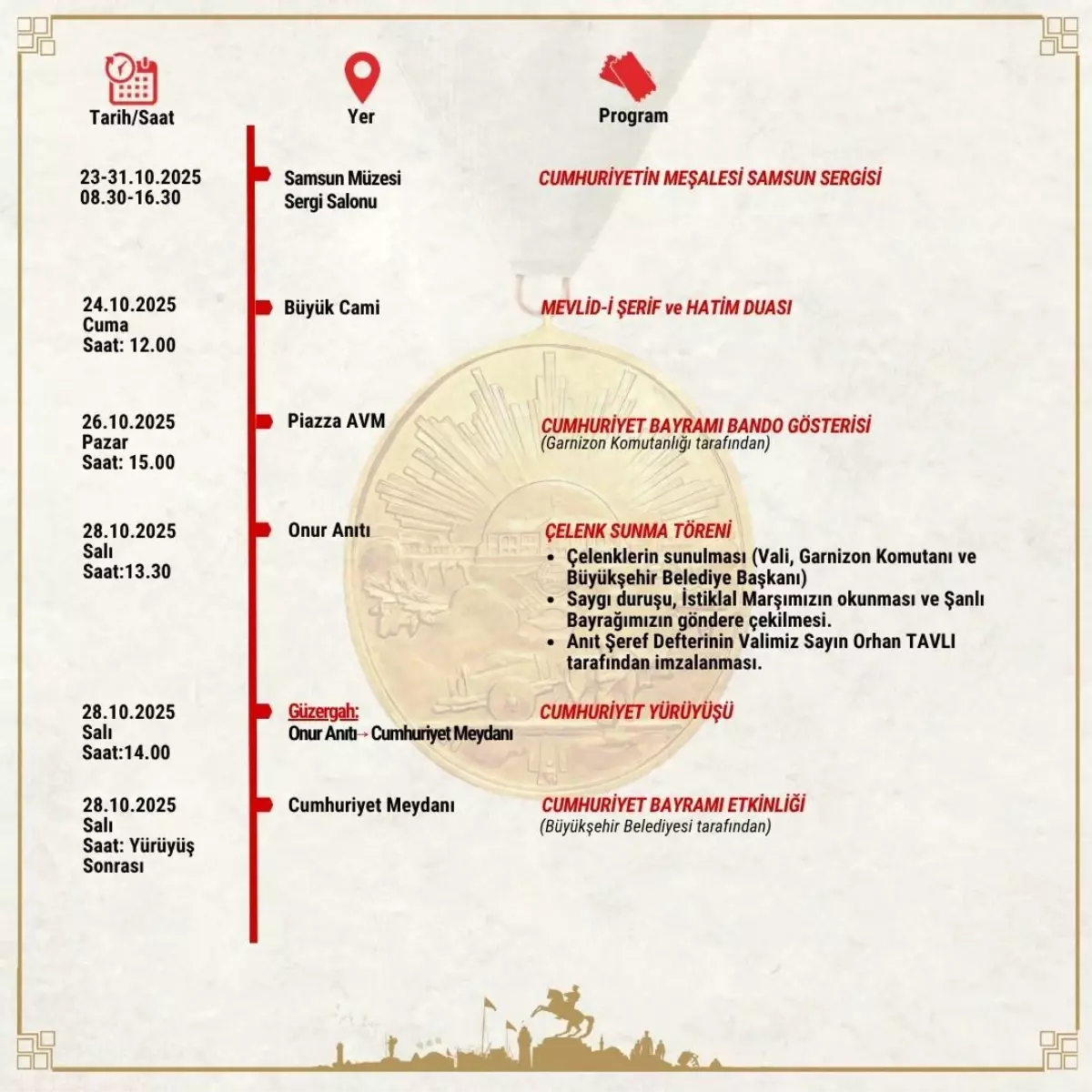 Cumhuriyet Bayramı Kutlamaları Samsun\'da Zengin Etkinliklerle Başlıyor