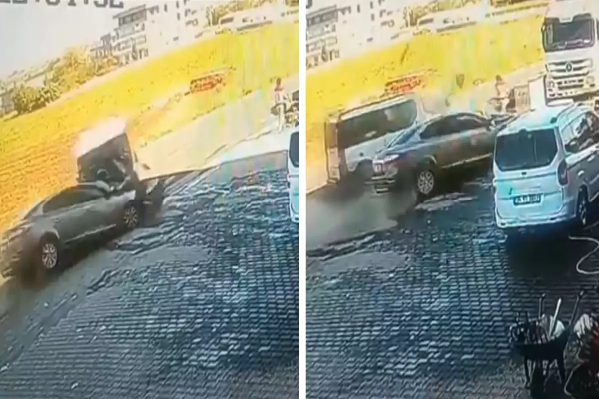 Bebeğiyle birlikte kazanın ortasında kaldı, son anda kurtuldu